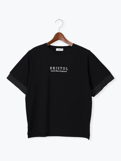 Te chichi TERRASSE「型押しプリント袖切替Tシャツ」|Tシャツ・カットソー|ブラック