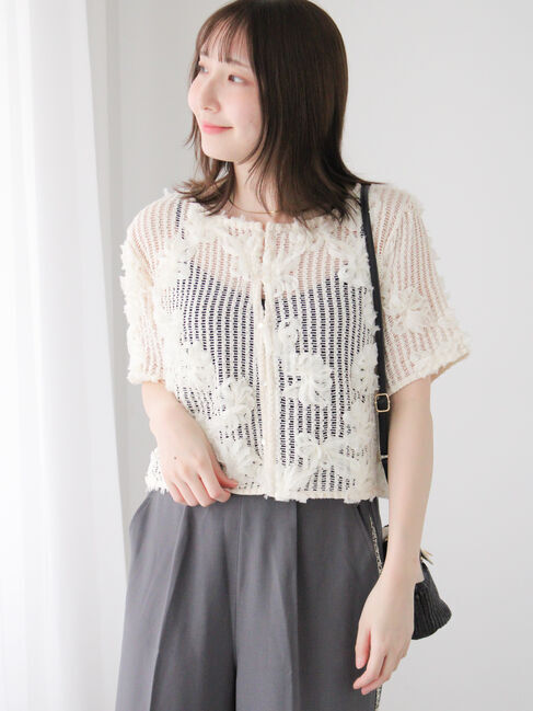 Te chichi TERRASSE「フラワーメッシュカーディガン」|シャツ・ブラウス|