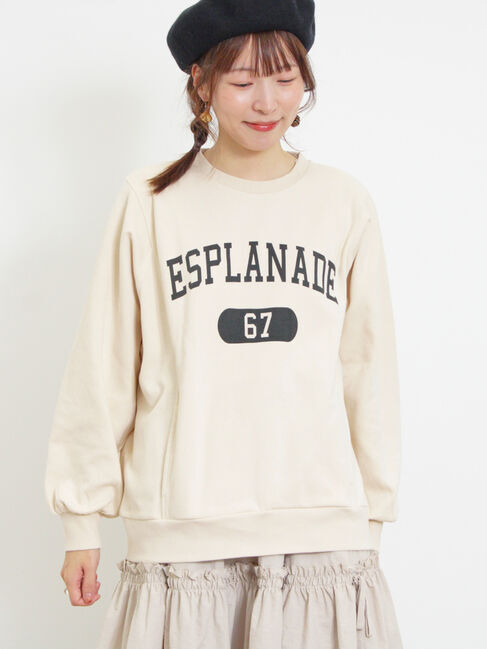 Samansa Mos2「ロゴプリントゆるスウェット」|Tシャツ・カットソー|ベージュ