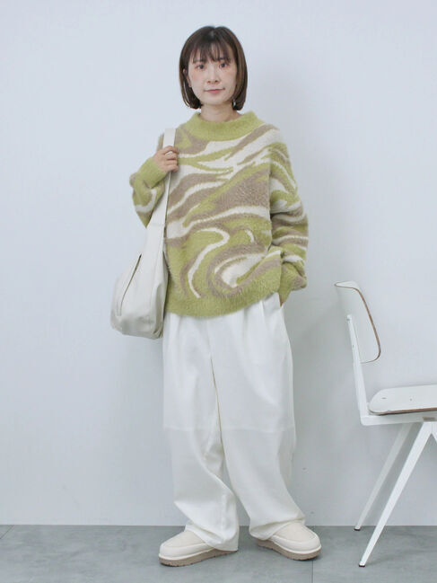 Samansa Mos2 blue「マーブル柄フェザーヤーンニットプルオーバー」|ニット・セーター|