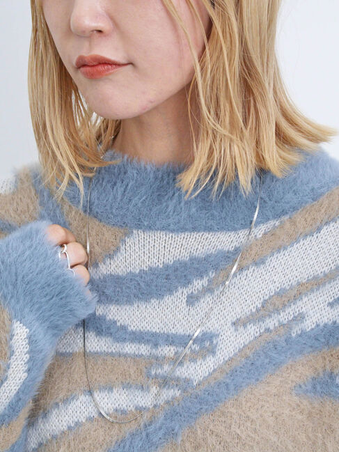 Samansa Mos2 blue「マーブル柄フェザーヤーンニットプルオーバー」|ニット・セーター|