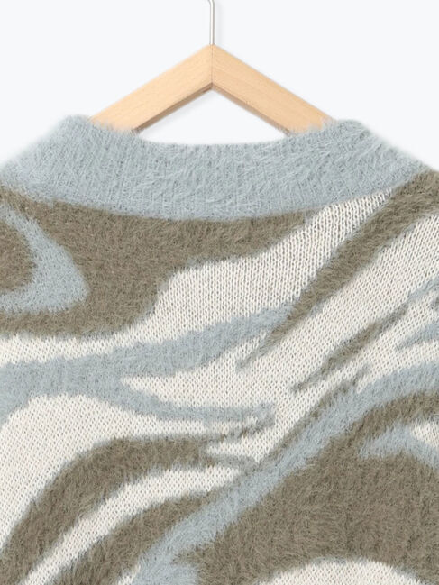 Samansa Mos2 blue「マーブル柄フェザーヤーンニットプルオーバー」|ニット・セーター|