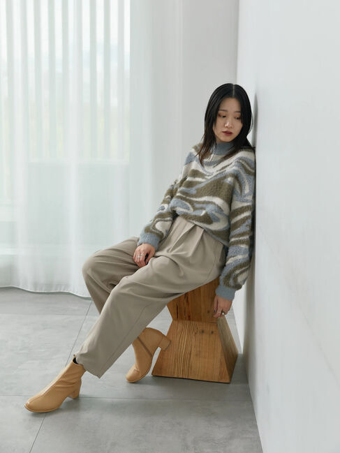 Samansa Mos2 blue「マーブル柄フェザーヤーンニットプルオーバー」|ニット・セーター|