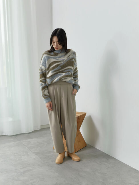 Samansa Mos2 blue「マーブル柄フェザーヤーンニットプルオーバー」|ニット・セーター|