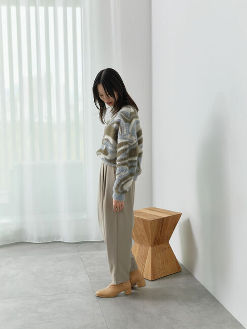 Samansa Mos2 blue「マーブル柄フェザーヤーンニットプルオーバー」|ニット・セーター|