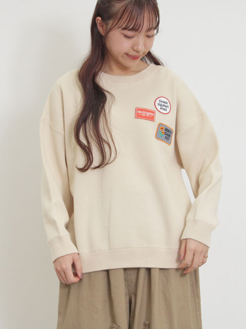Samansa Mos2「ワッペン付スウェットライクニット」|ニット・セーター|