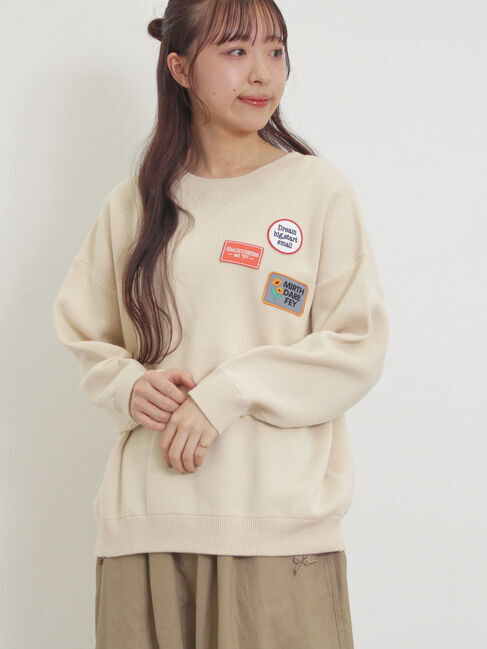 Samansa Mos2「ワッペン付スウェットライクニット」|ニット・セーター|