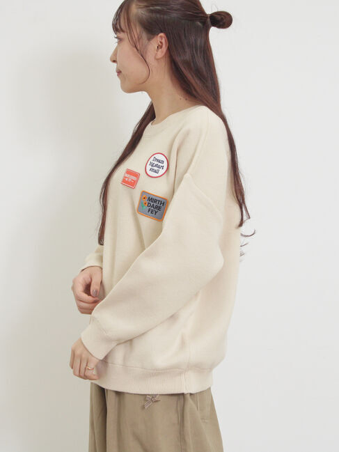 Samansa Mos2「ワッペン付スウェットライクニット」|ニット・セーター|