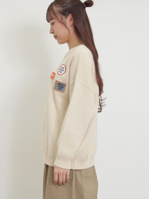 Samansa Mos2「ワッペン付スウェットライクニット」|ニット・セーター|