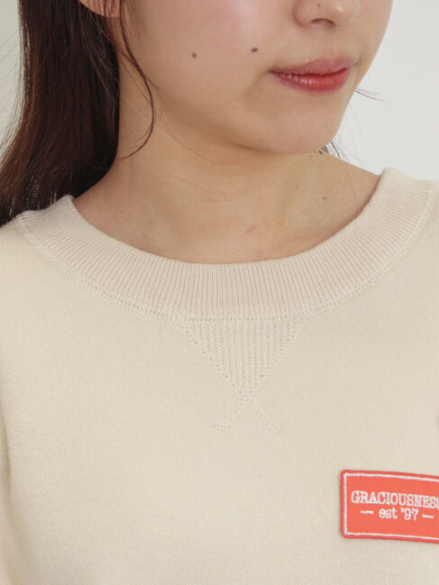 Samansa Mos2「ワッペン付スウェットライクニット」|ニット・セーター|