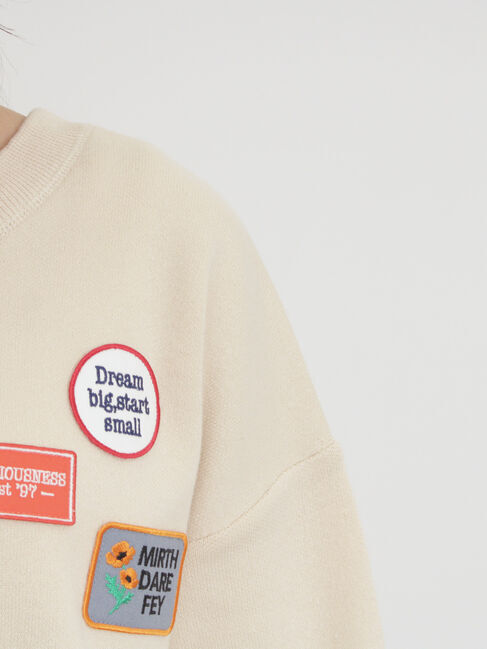 Samansa Mos2「ワッペン付スウェットライクニット」|ニット・セーター|