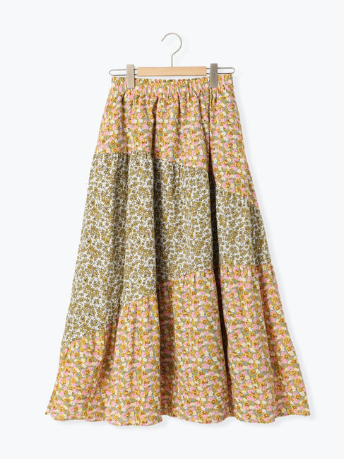 Samansa Mos2「花柄パッチワークティアードスカート」|スカート|