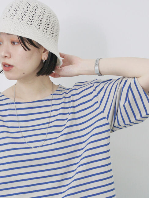 Samansa Mos2 blue「透かし柄ニットバケットハット」|その他|キナリ