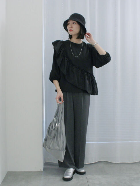 Samansa Mos2 blue「透かし柄ニットバケットハット」|その他|