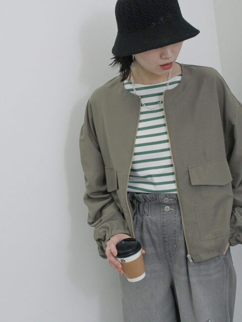 Samansa Mos2 blue「透かし柄ニットバケットハット」|その他|