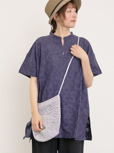 Samansa Mos2「レモン柄ジャカードチュニック」|シャツ・ブラウス|