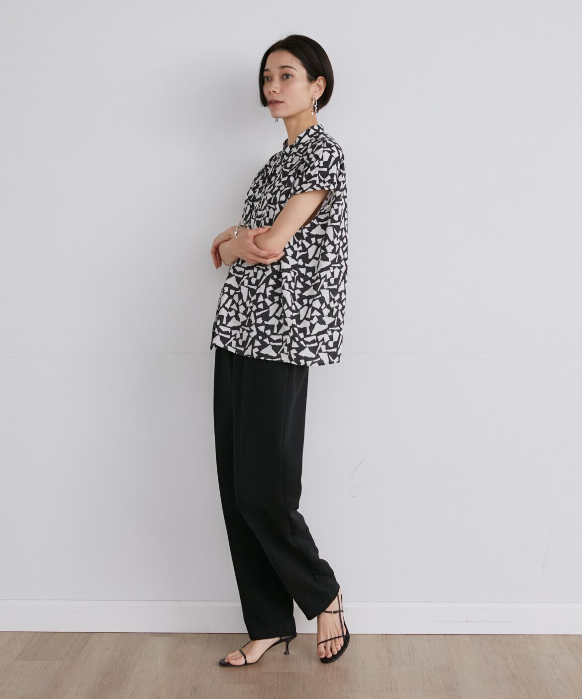 INED「《大きいサイズ》ダブルジョーゼットドロストパンツ」|スラックス|