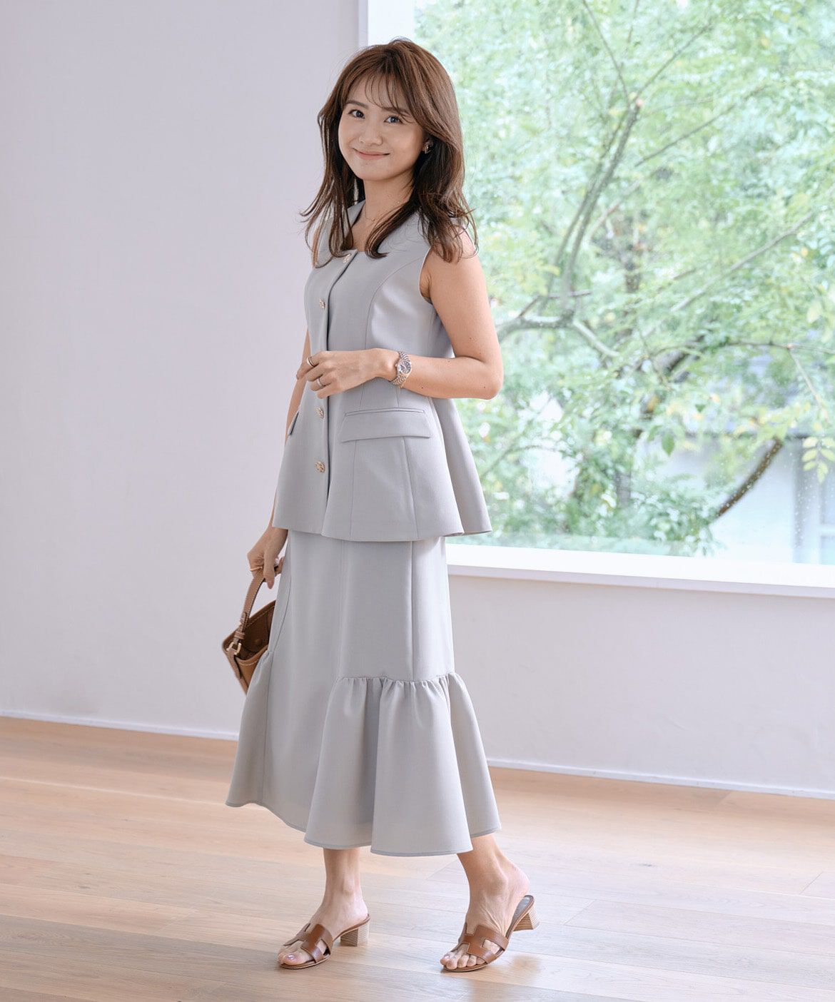 Maglie le cassetto「《曽田茉莉江コラボ》&ldquo;涼しげ&rdquo;華やぎジレブラウス」|ダウンベスト・ベスト|