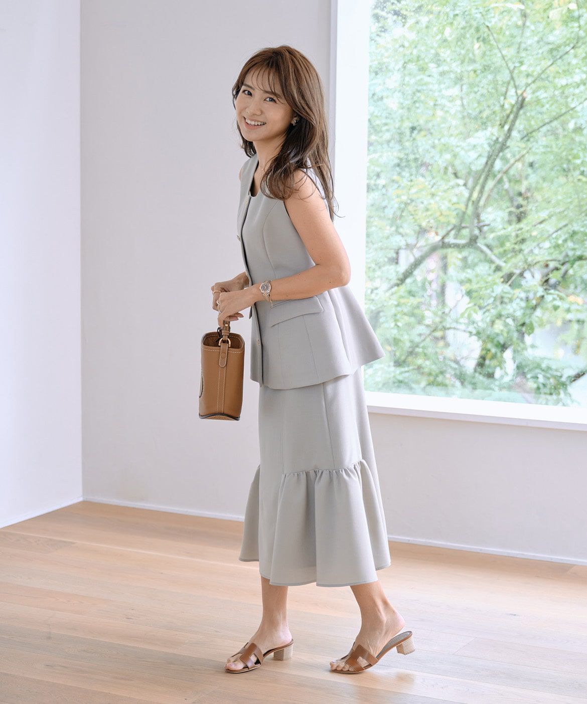 Maglie le cassetto「《曽田茉莉江コラボ》&ldquo;涼しげ&rdquo;華やぎジレブラウス」|ダウンベスト・ベスト|