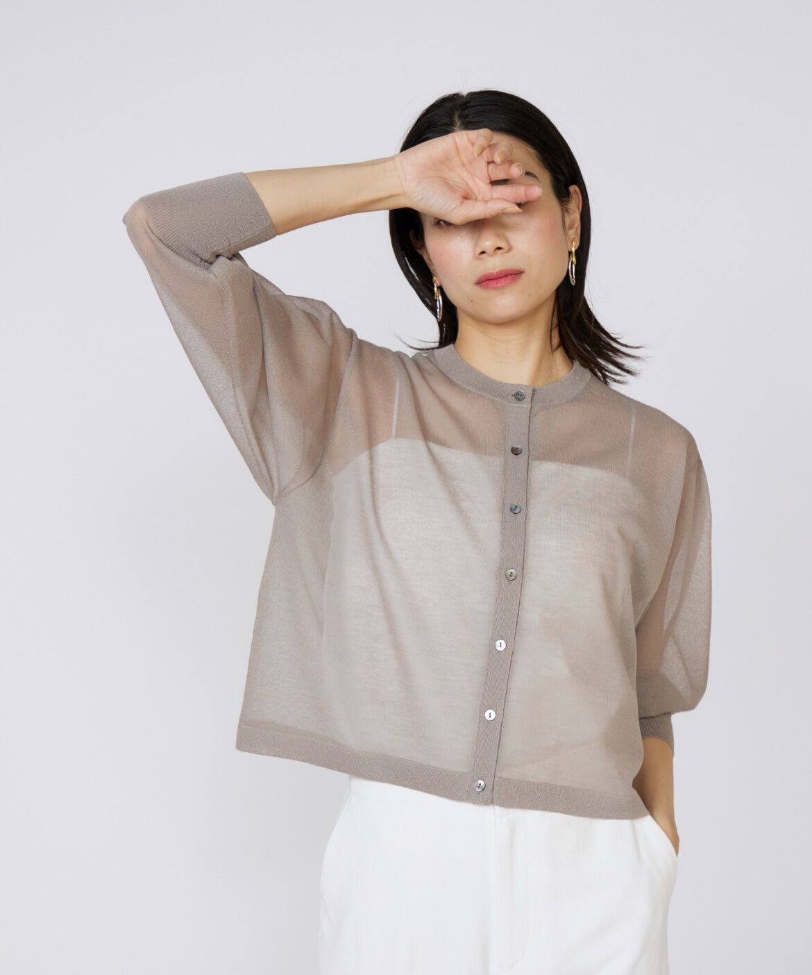 INED「シアーニットカーディガン」|カーディガン|