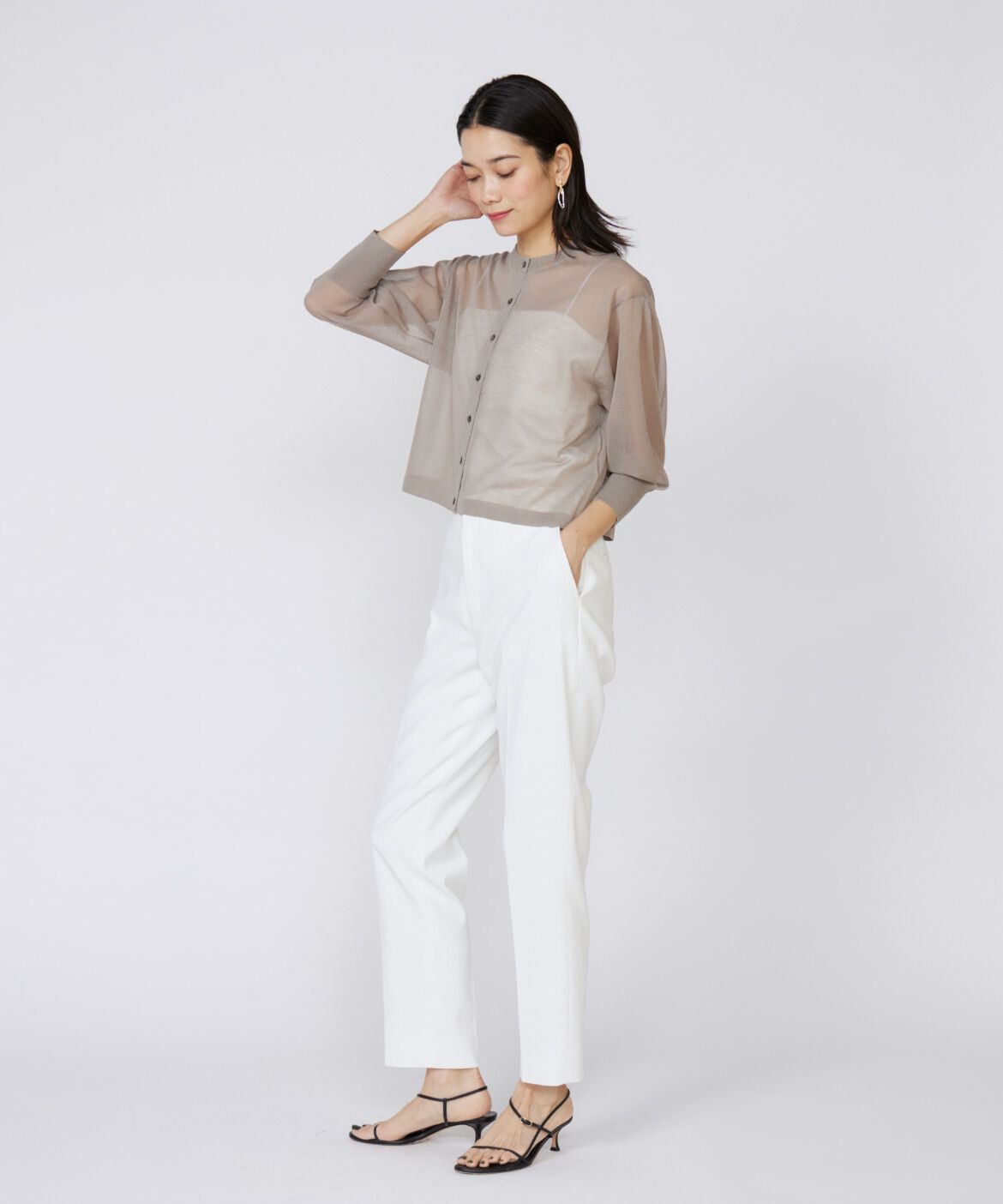 INED「シアーニットカーディガン」|カーディガン|