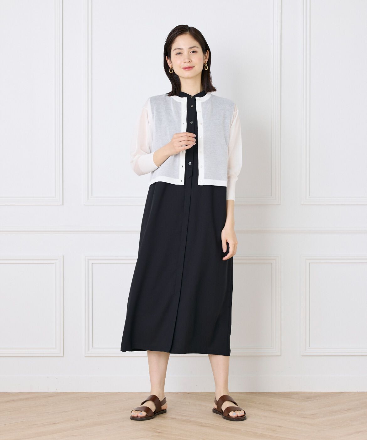 INED「シアーニットカーディガン」|カーディガン|