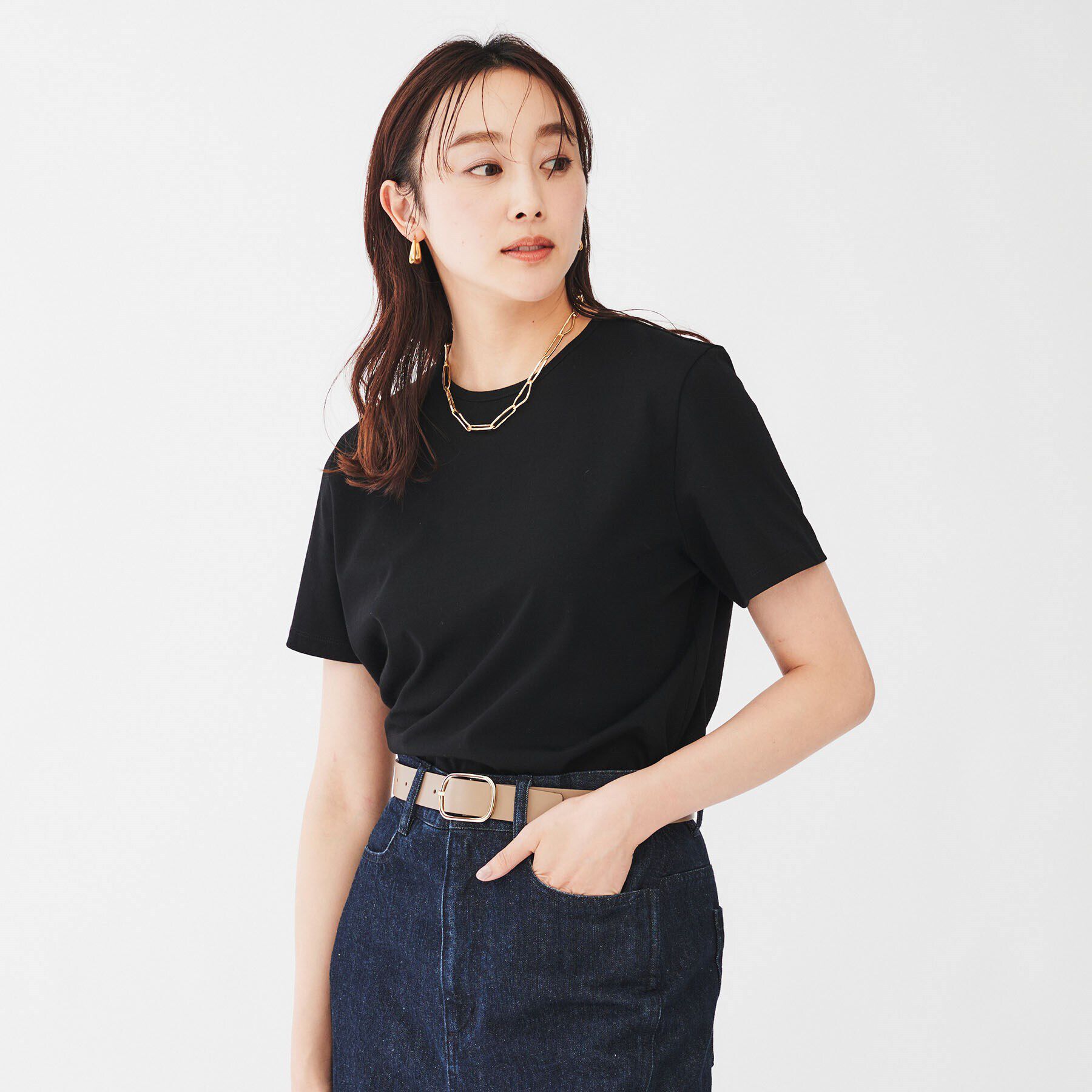 UNTITLED「オーガニックコットンTシャツ」|Tシャツ・カットソー|ブラック(019)