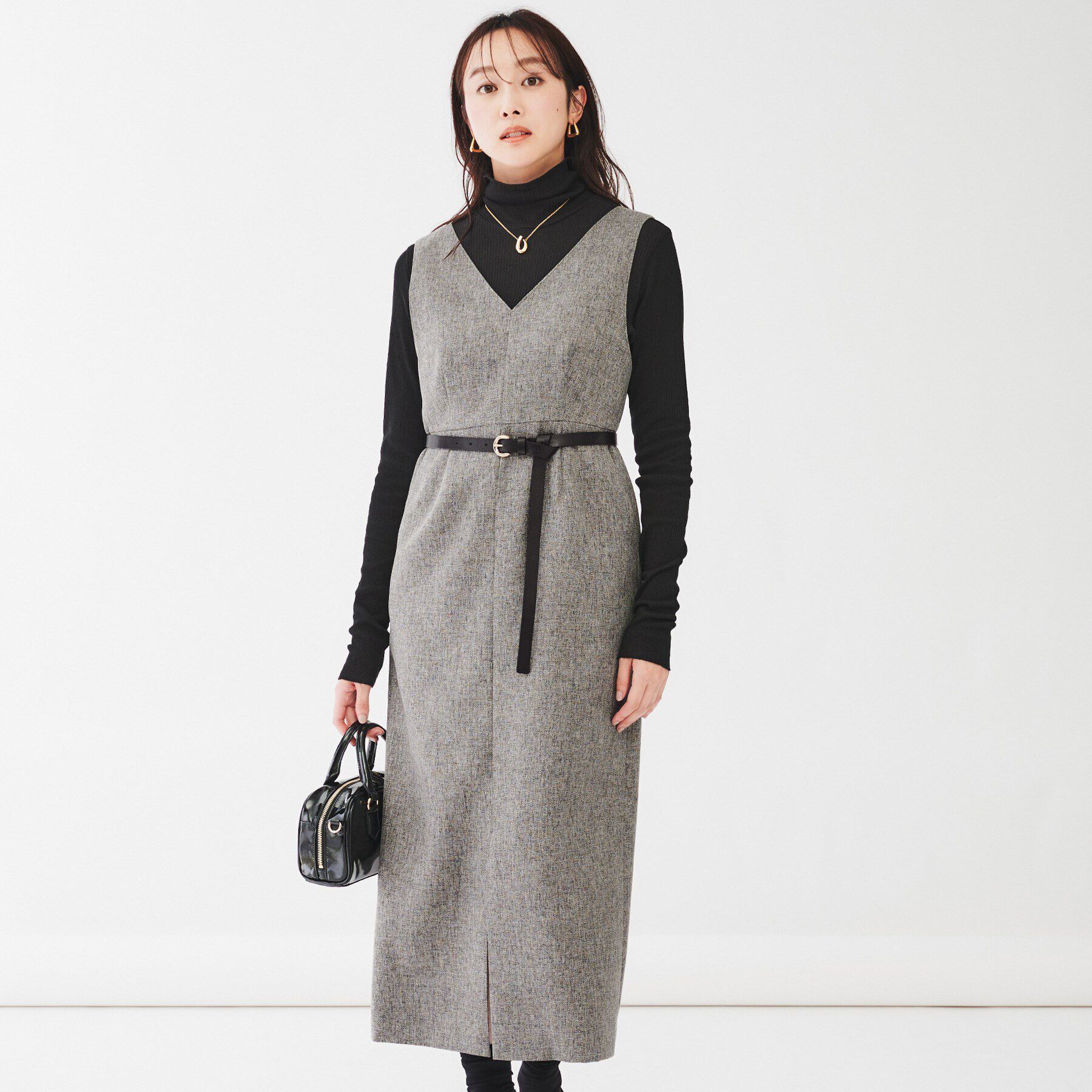 UNTITLED「【ツイードライク素材/セットアップ可】メランジ ジャンパースカート」|ワンピース|