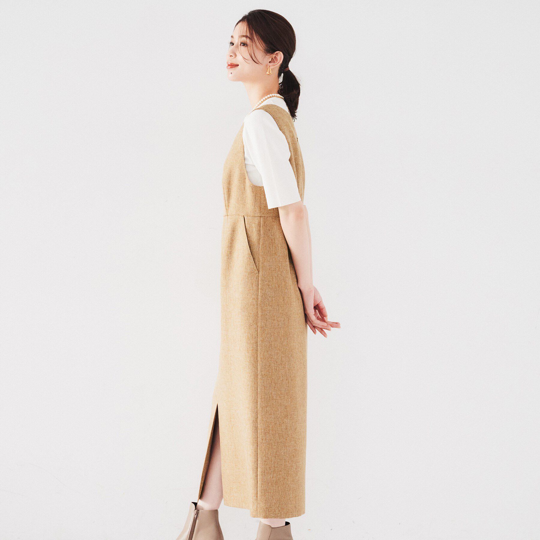 UNTITLED「【ツイードライク素材/セットアップ可】メランジ ジャンパースカート」|ワンピース|