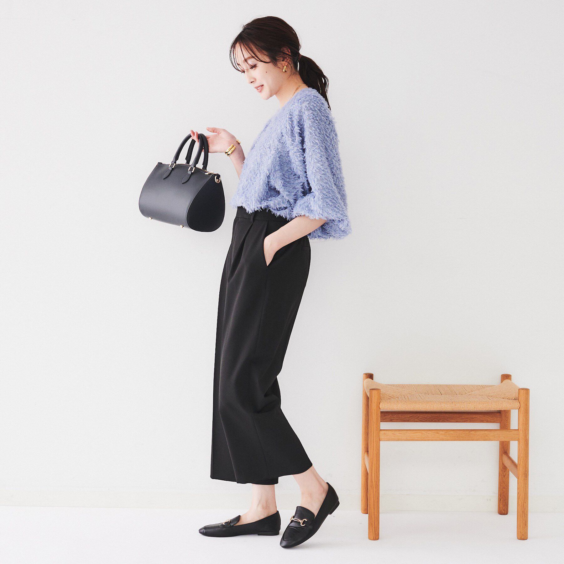 UNTITLED「【ストレッチ/後ろウエストゴム】タックワイドパンツ」|その他|