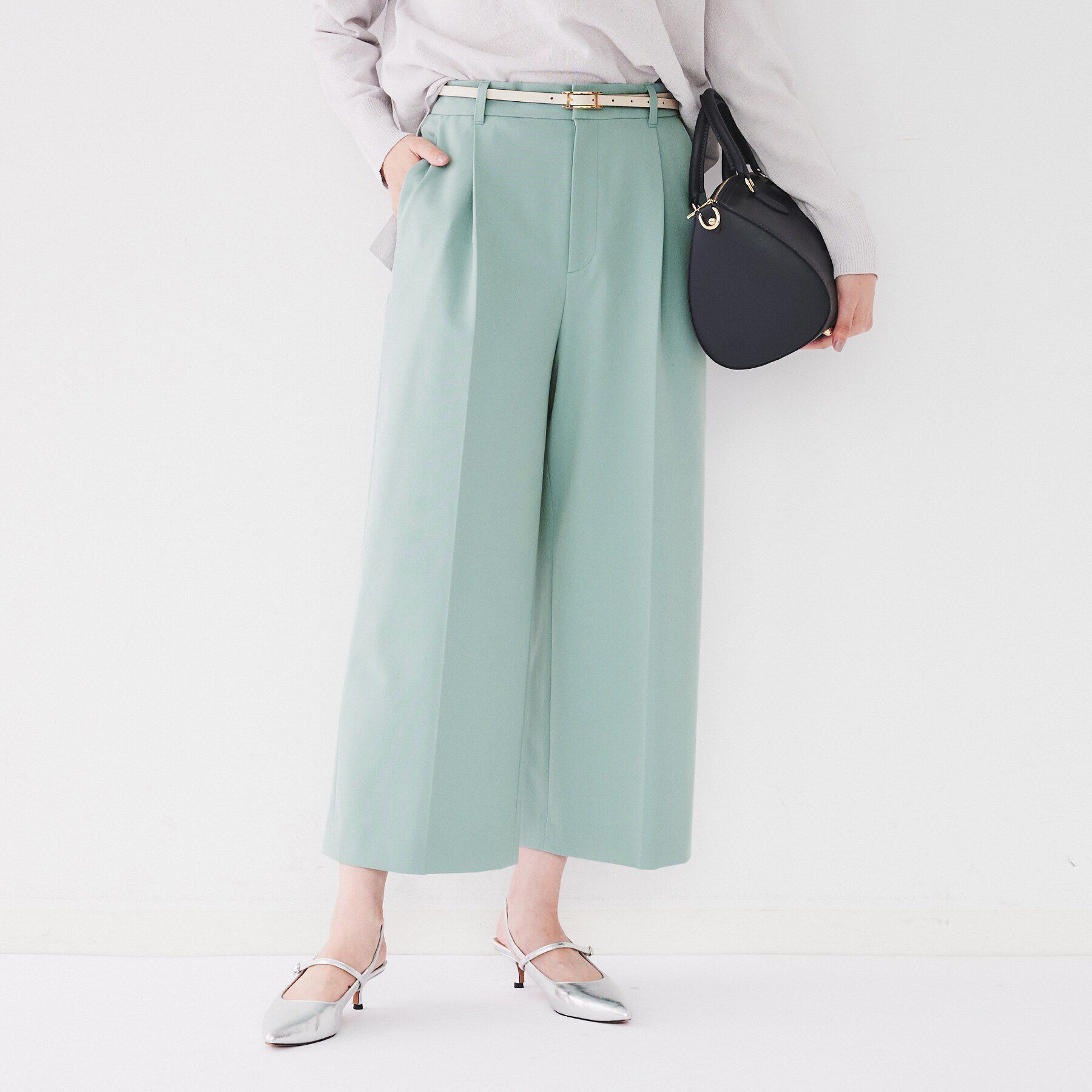 UNTITLED「【ストレッチ/後ろウエストゴム】タックワイドパンツ」|その他|