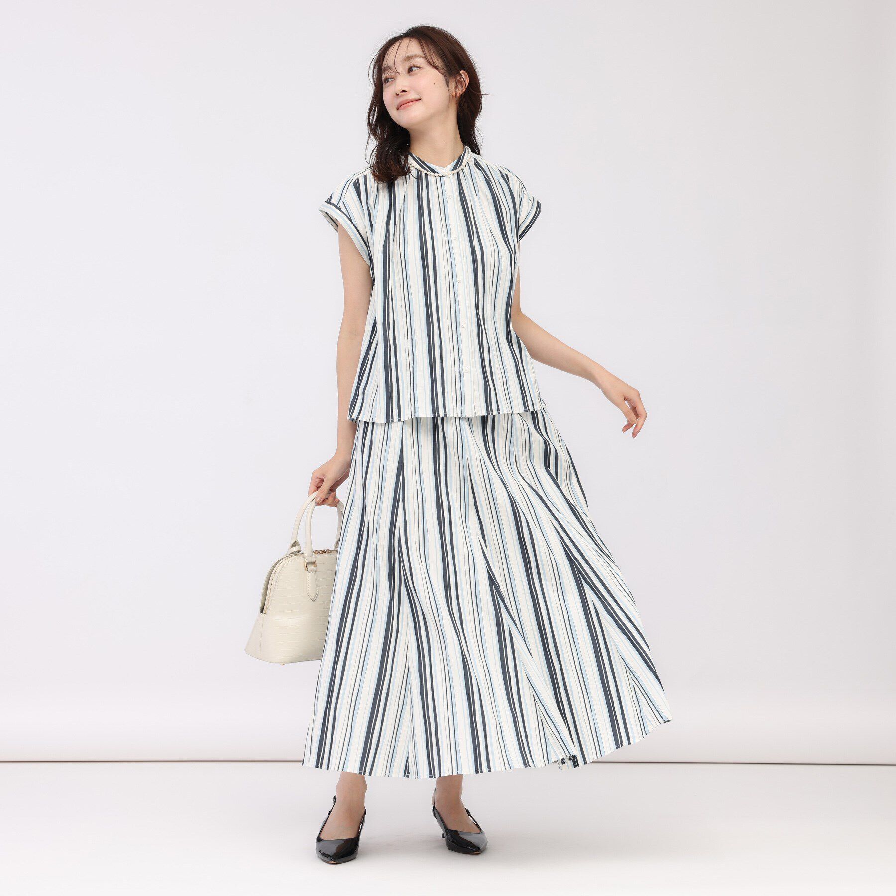 UNTITLED「【セットアップ可能】ラメストライプシャツ」|シャツ・ブラウス|