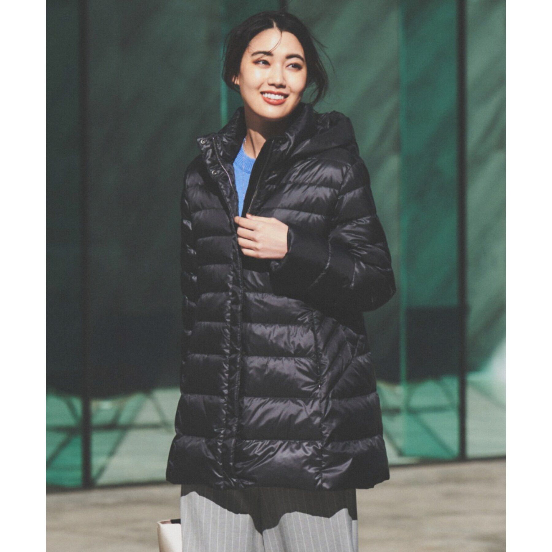 UNTITLED「【撥水/洗える/すっきり】ミディ丈タフタダウンコート」|ダウン|ブラック(019)