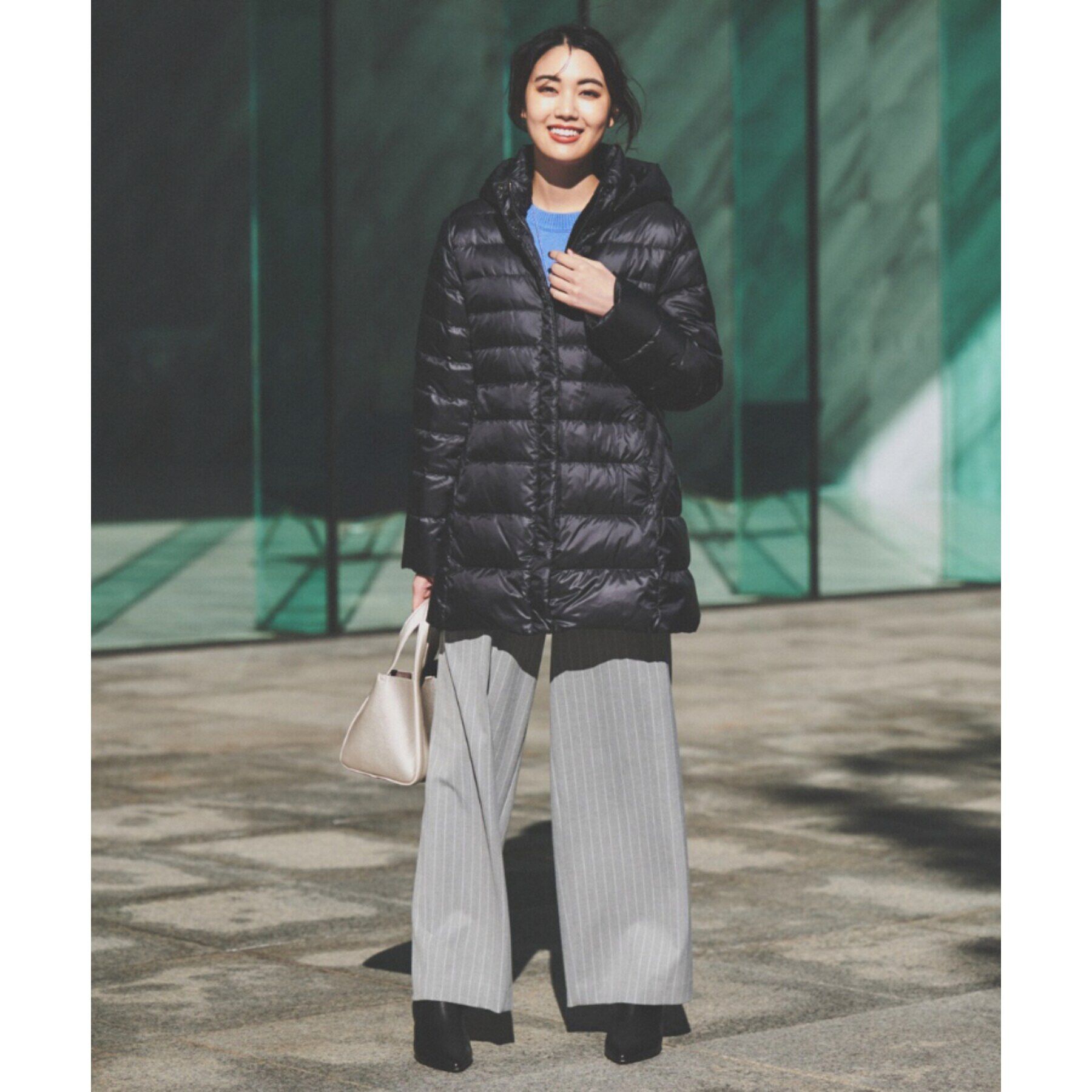 UNTITLED「【撥水/洗える/すっきり】ミディ丈タフタダウンコート」|ダウン|