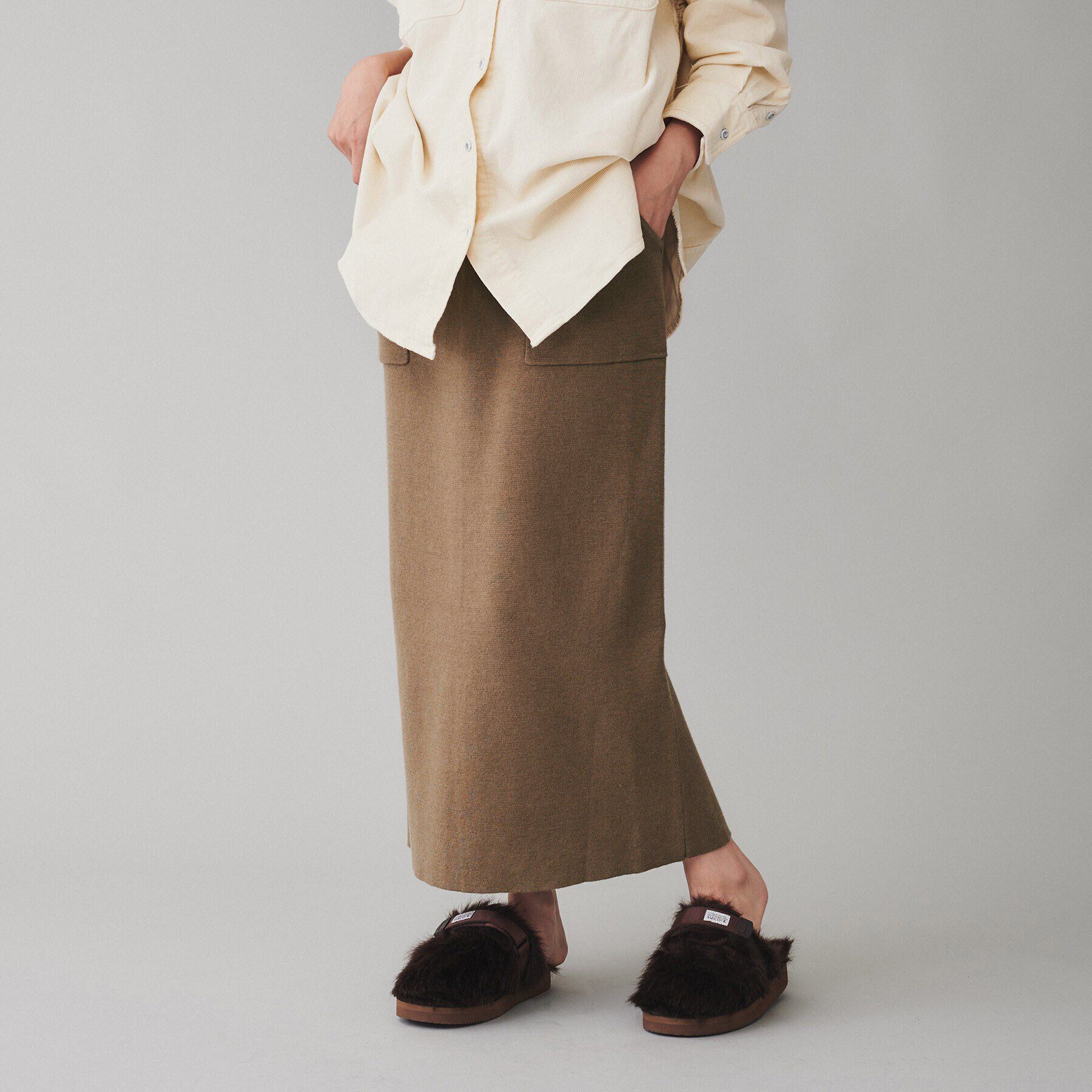 UNTITLED「【Liyoca】ミラノリブロングスカート」|スカート|ﾌﾞﾗｳﾝ(043)