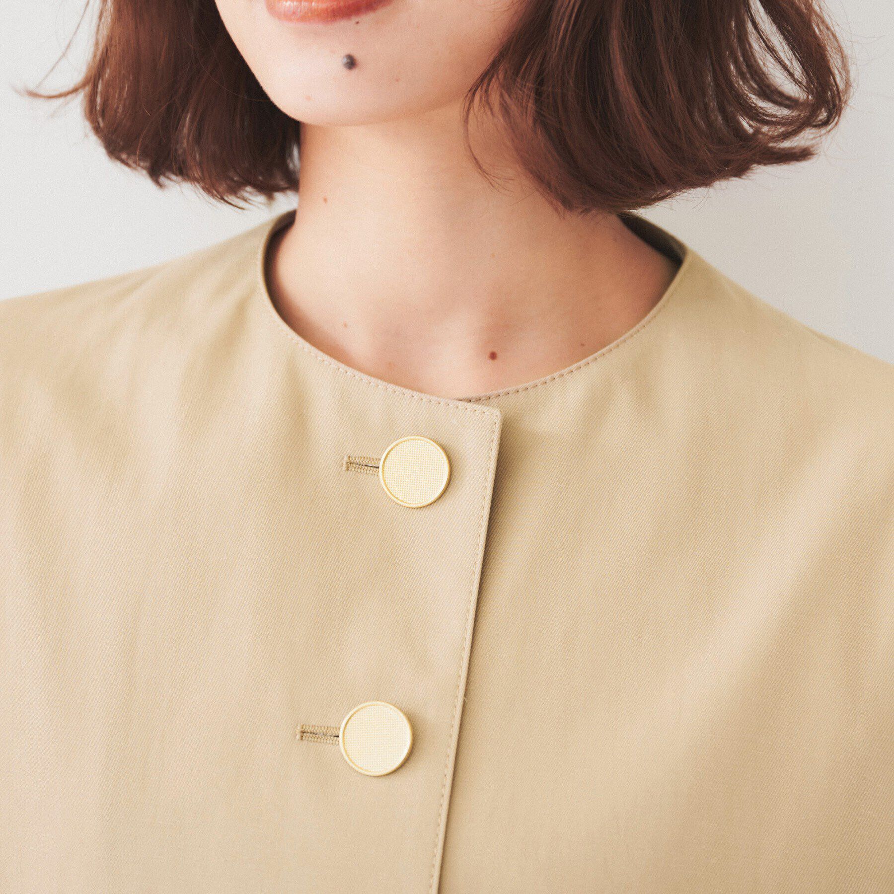 UNTITLED「【きれいめ/軽羽織り】コットンライク クルーネックジャケット」|ノーカラージャケット|