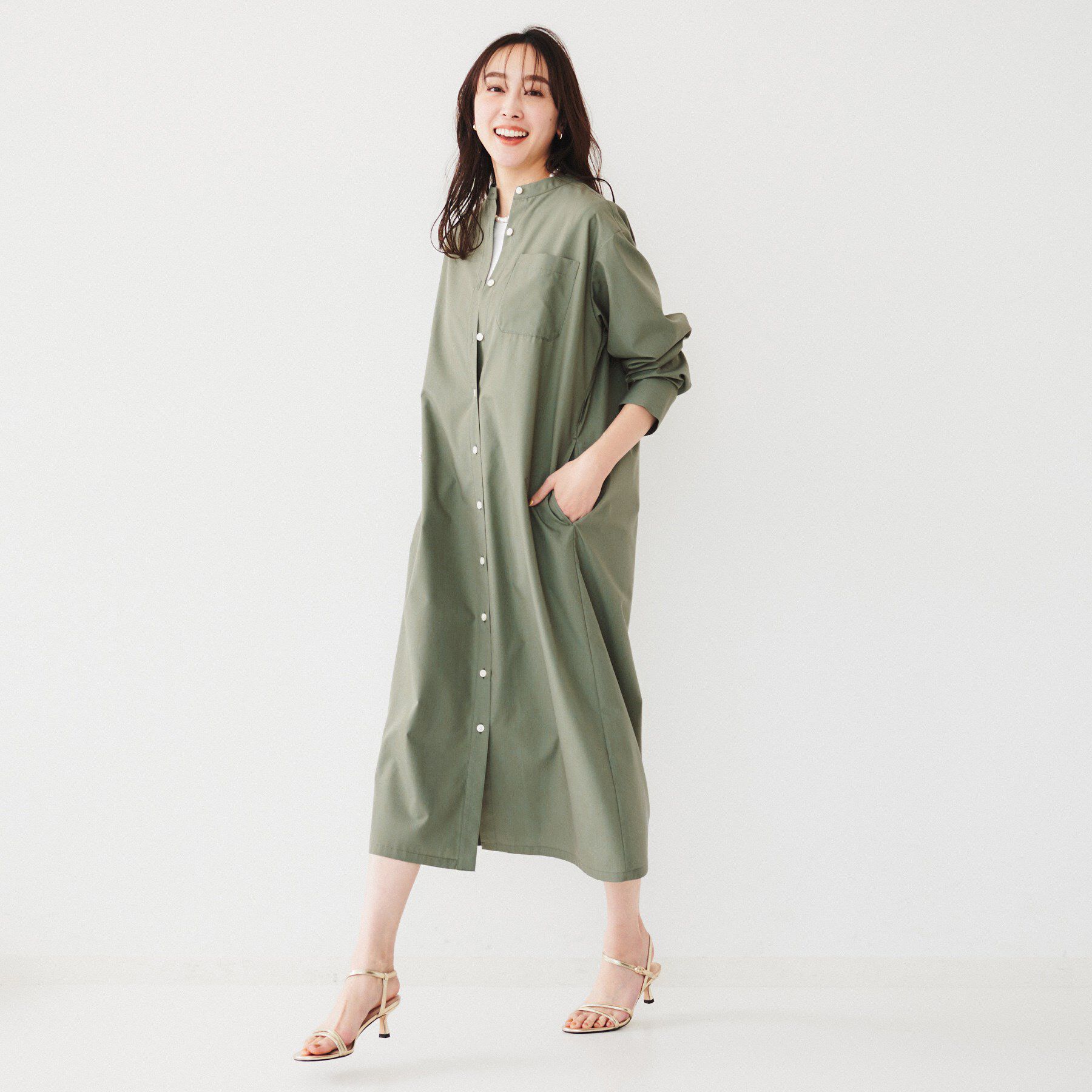 UNTITLED「バンドカラーシャツワンピース」|ワンピース|