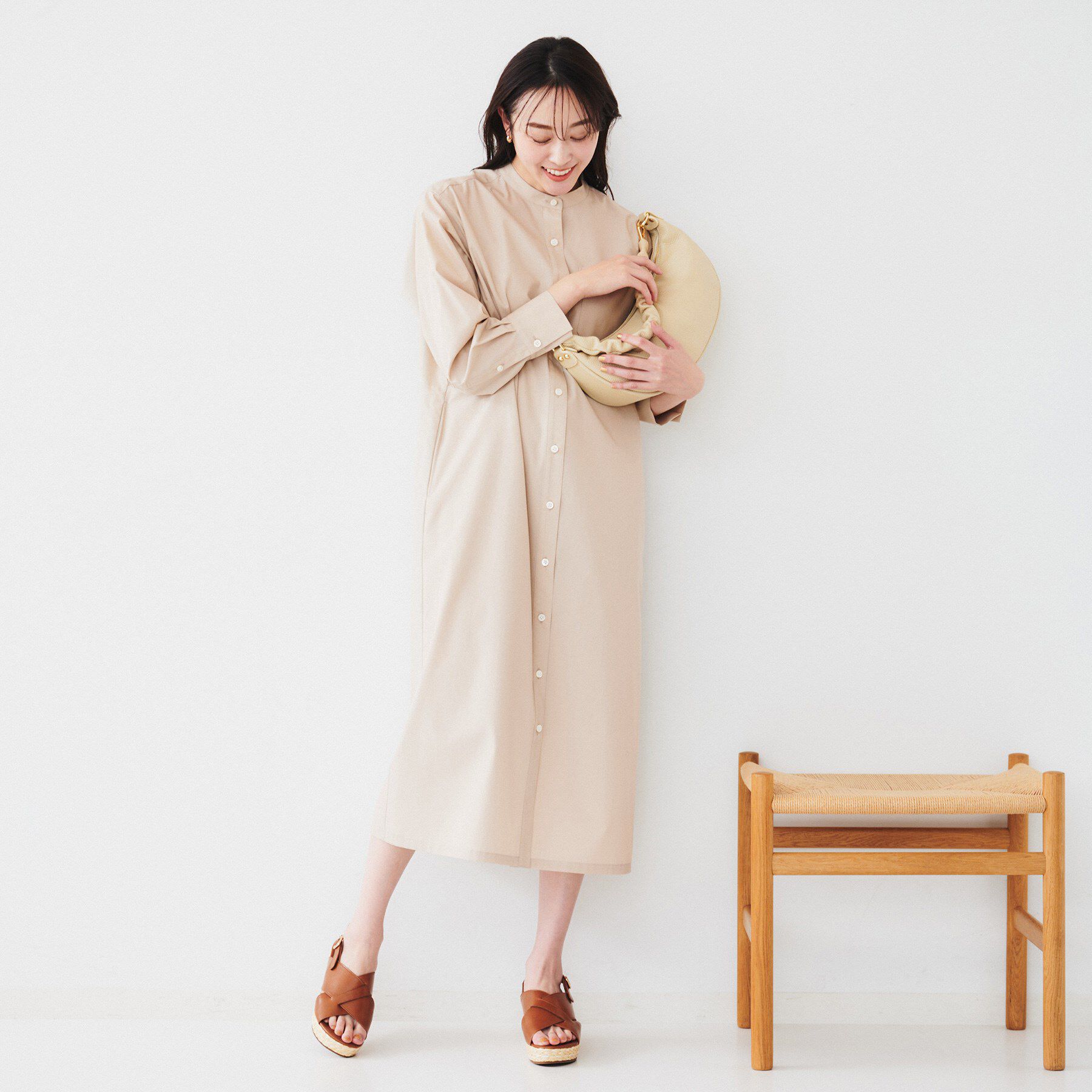 UNTITLED「バンドカラーシャツワンピース」|ワンピース|