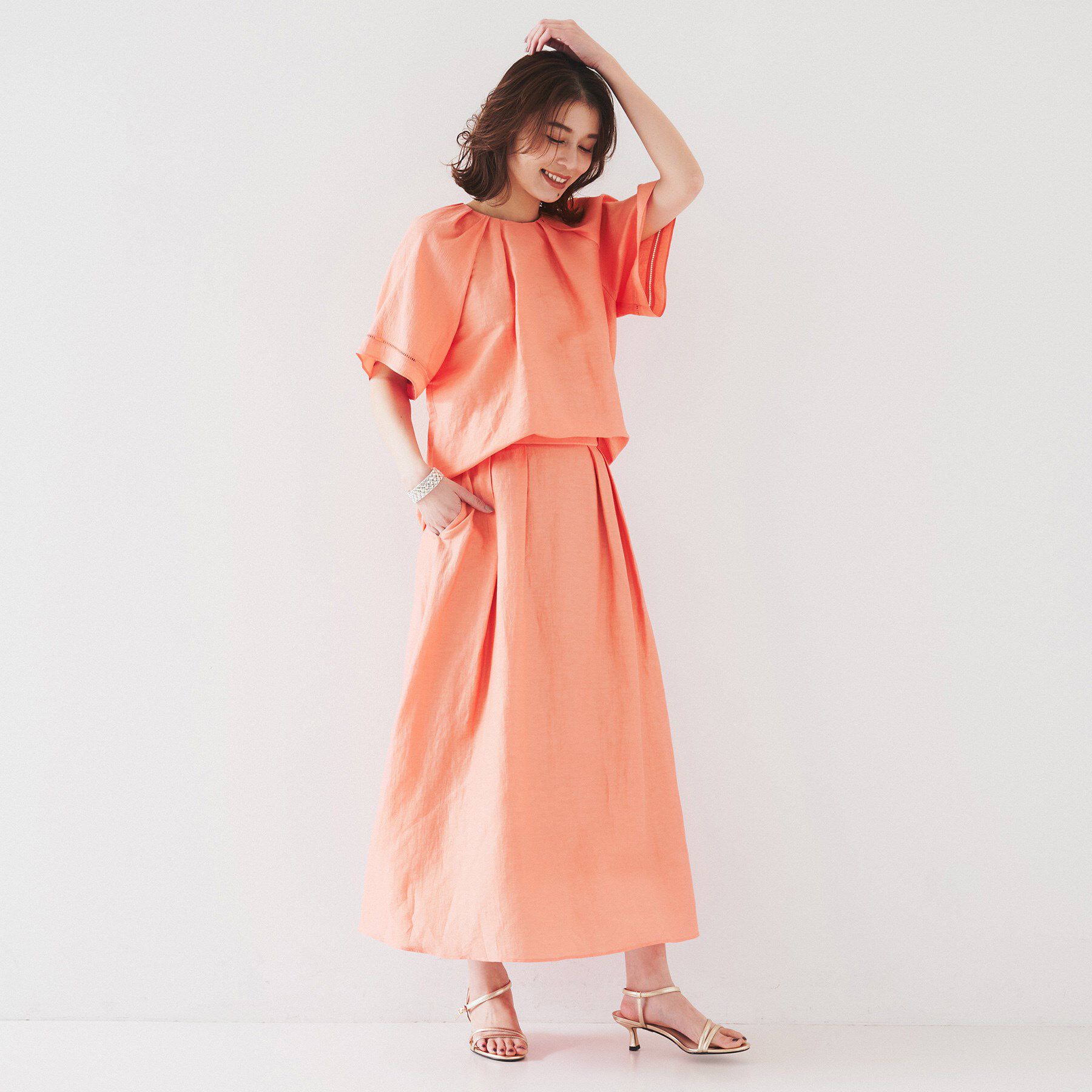 UNTITLED「【セットアップ可能/手洗い可】リネン混フレアスカート」|スカート|