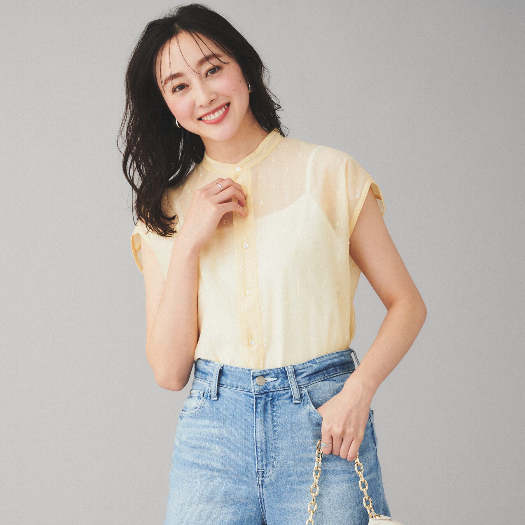 UNTITLED「【TICCA】ドットエンブロイダリーフレンチシャツ」|シャツ・ブラウス|ライトイエロー(03