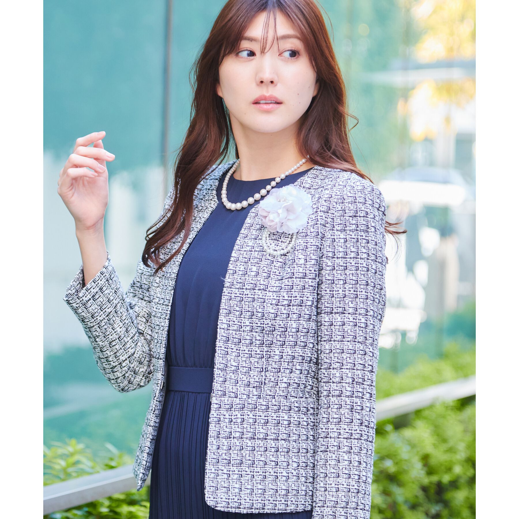 COUP DE CHANCE「【日本製】ファンシーツィードジャケット」|ノーカラージャケット|