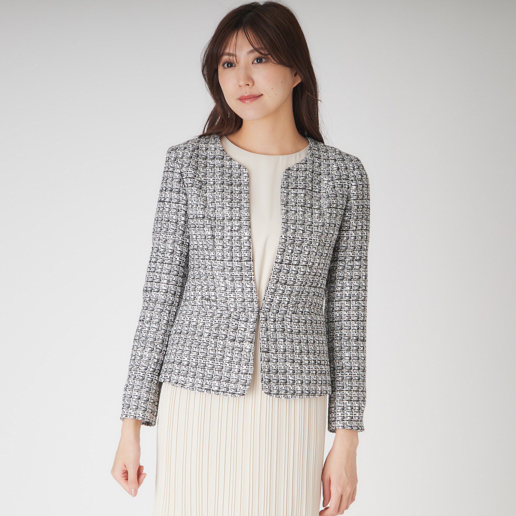 COUP DE CHANCE「【日本製】ファンシーツィードジャケット」|ノーカラージャケット|