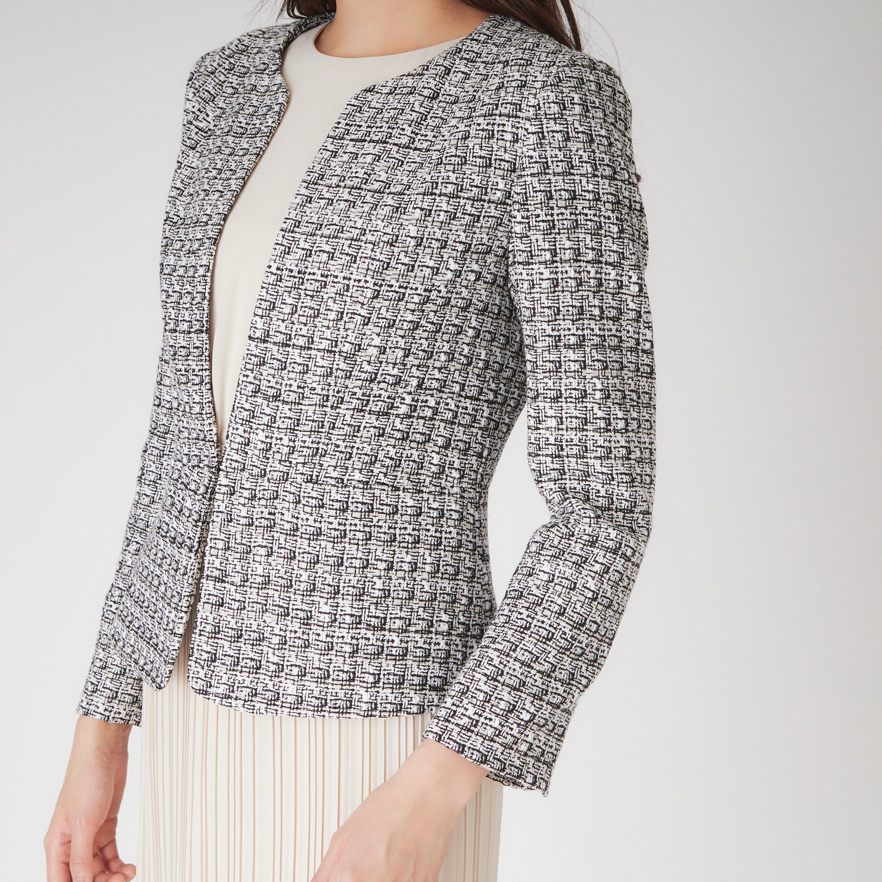 COUP DE CHANCE「【日本製】ファンシーツィードジャケット」|ノーカラージャケット|