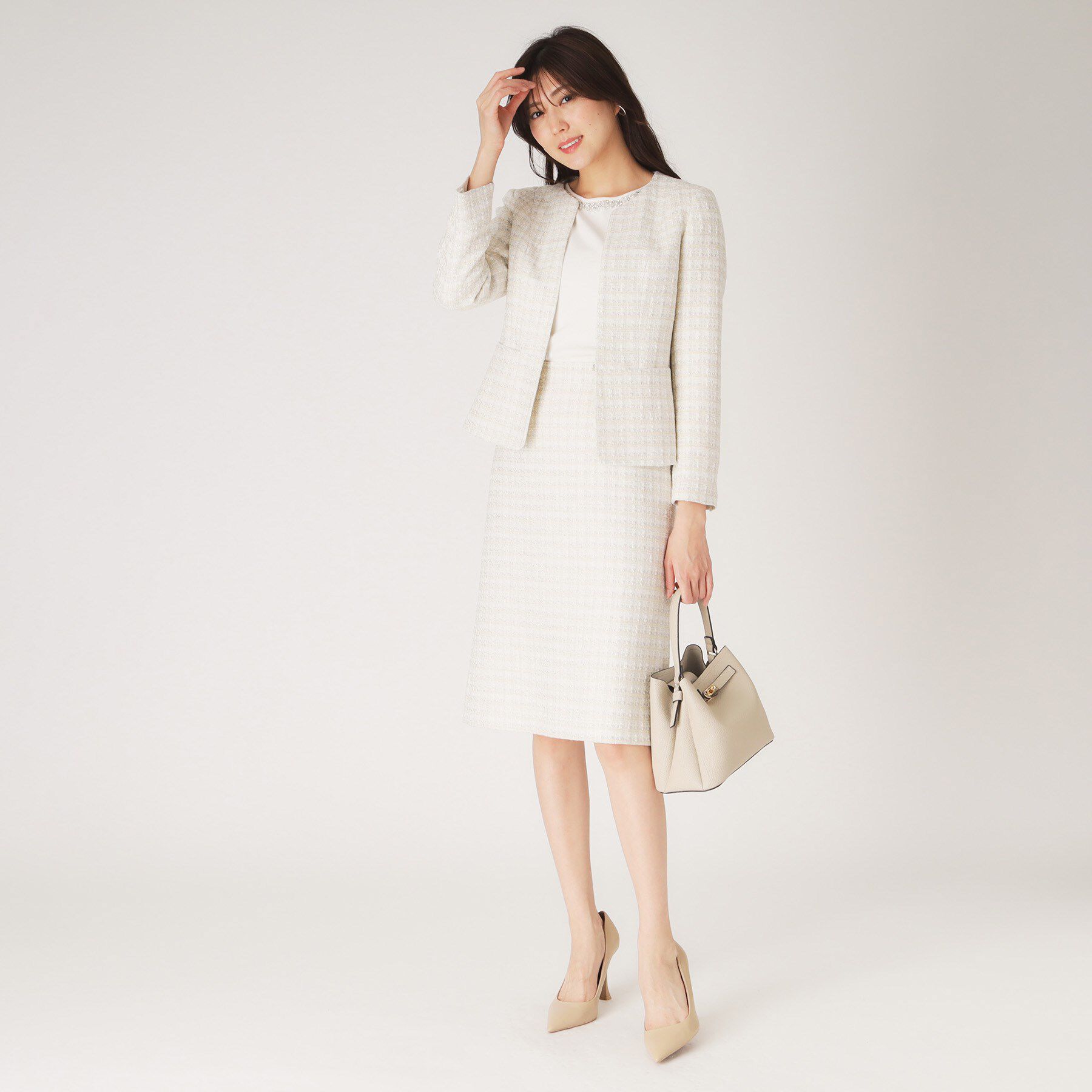 COUP DE CHANCE「【日本製】ファンシーツィードジャケット」|ノーカラージャケット|