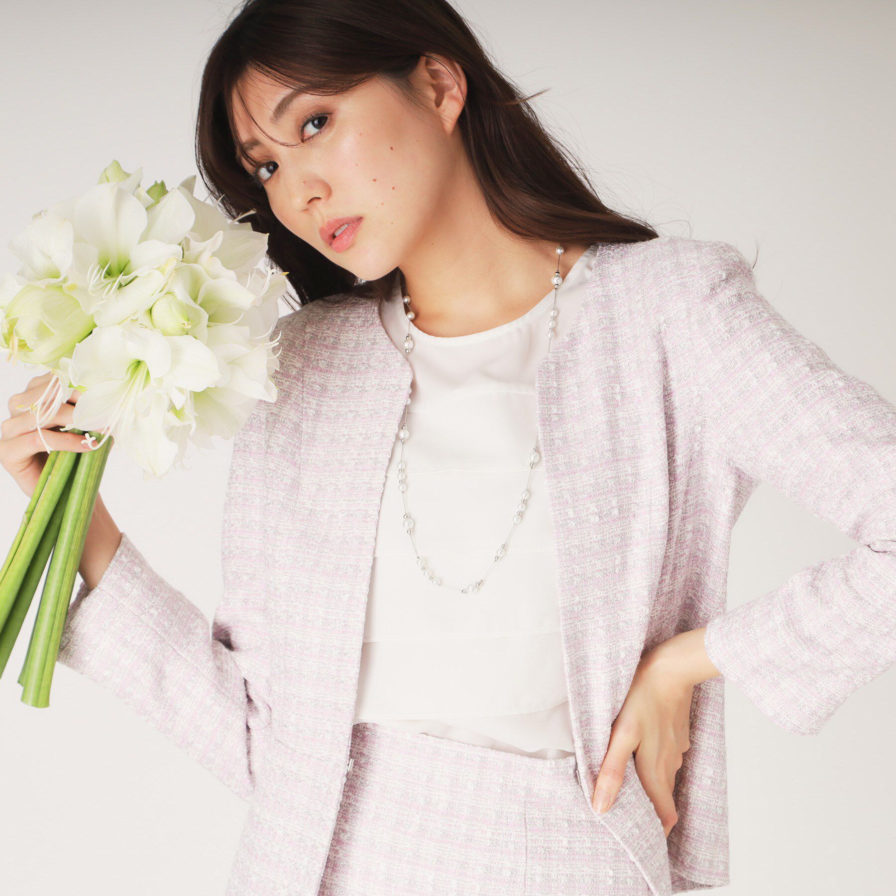 COUP DE CHANCE「【日本製】ファンシーツィードジャケット」|ノーカラージャケット|