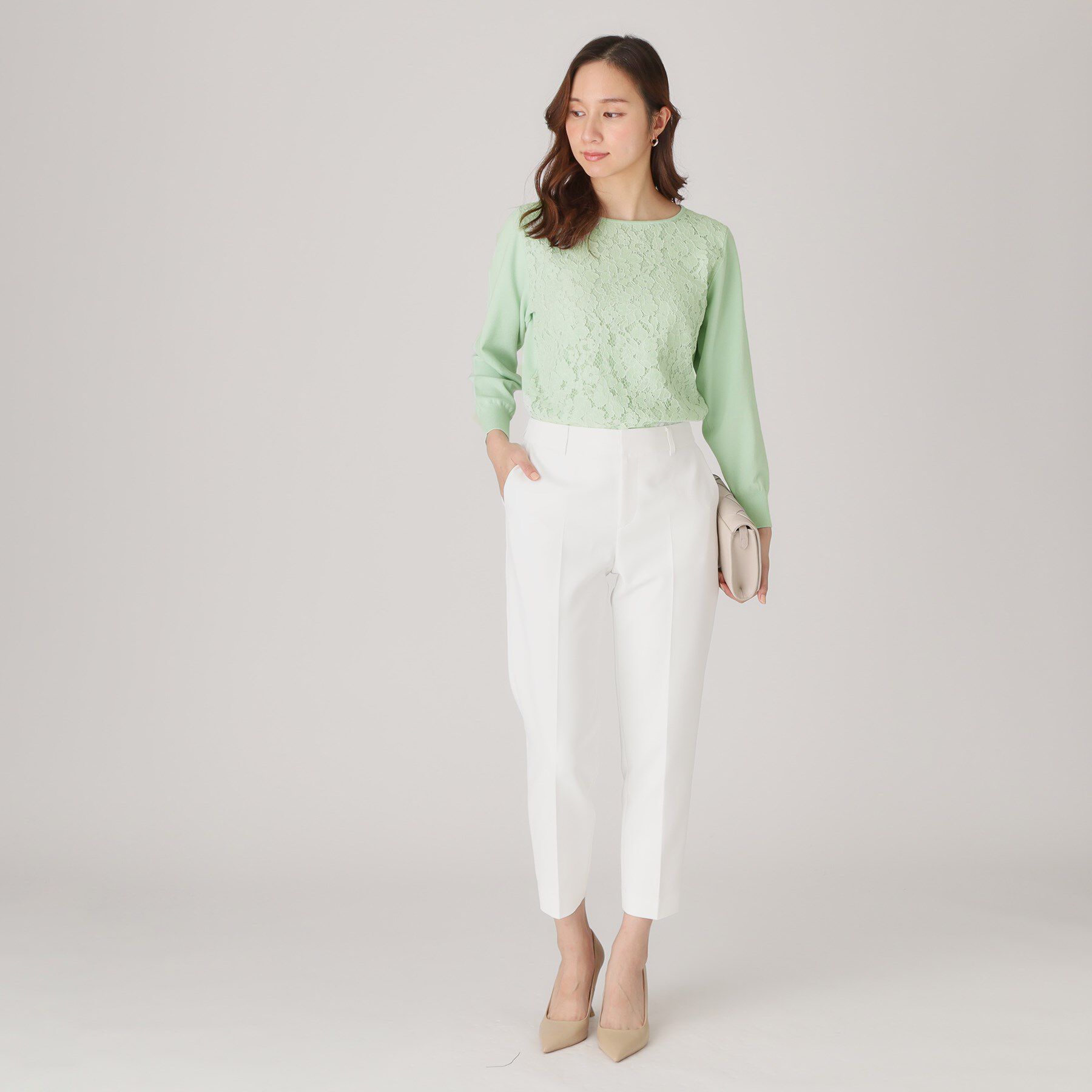 COUP DE CHANCE「【洗える】レース使いニットプルオーバー」|ニット・セーター|