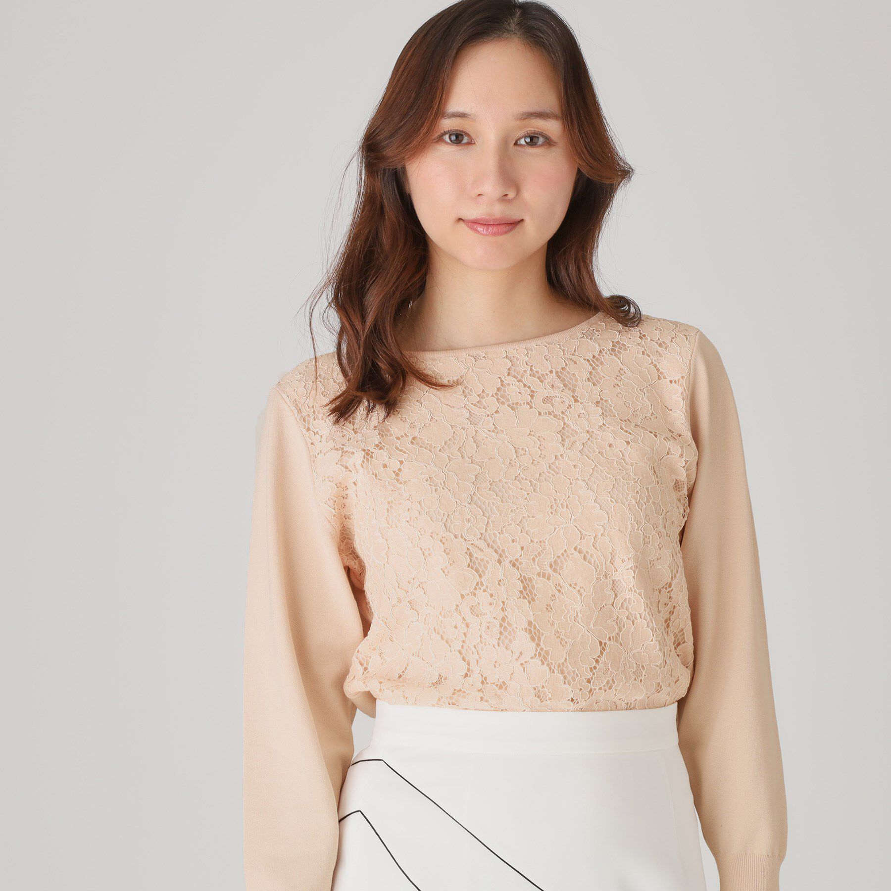 COUP DE CHANCE「【洗える】レース使いニットプルオーバー」|ニット・セーター|ピンク(071)