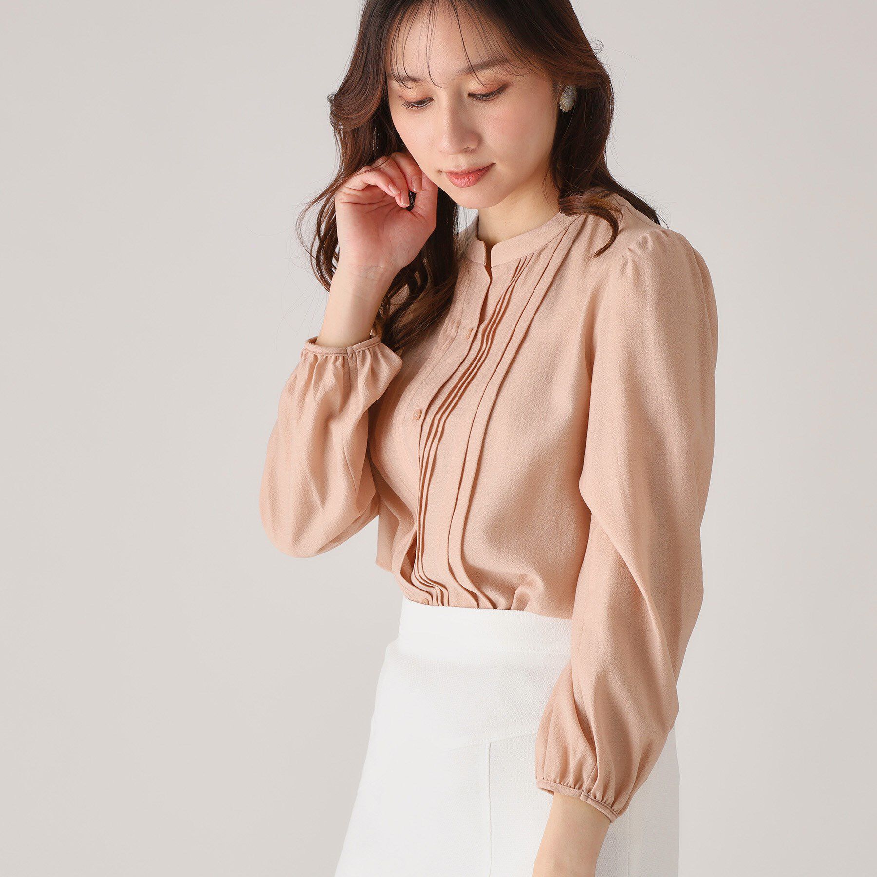 COUP DE CHANCE「【洗える／シアー素材】タックデザインブラウス」|シャツ・ブラウス|ピンク(071)