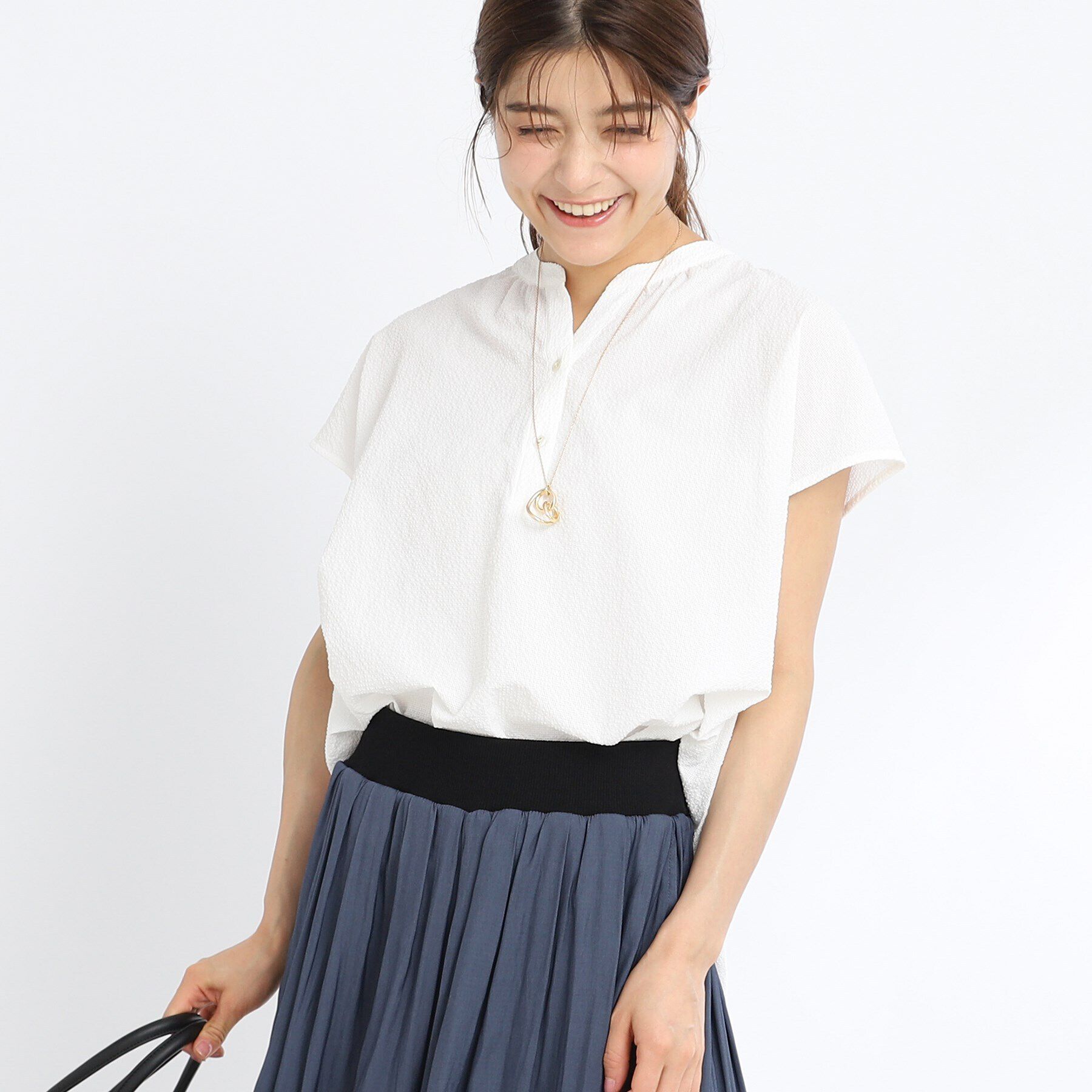 Reflect「【SALE／E‐QUALITY／手洗い可】涼し気スキッパーブラウス」|シャツ・ブラウス|