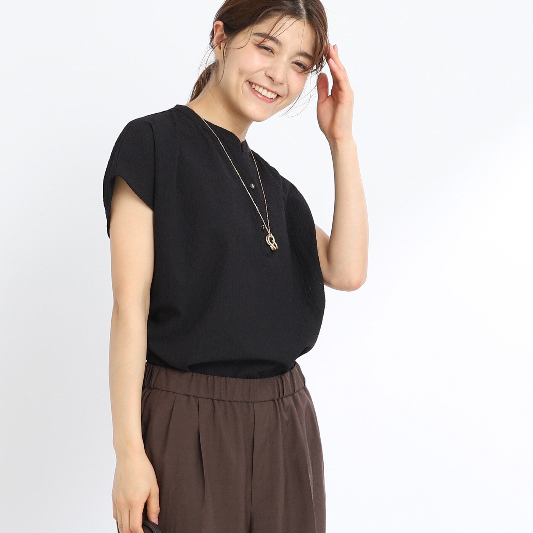 Reflect「【SALE／E‐QUALITY／手洗い可】涼し気スキッパーブラウス」|シャツ・ブラウス|